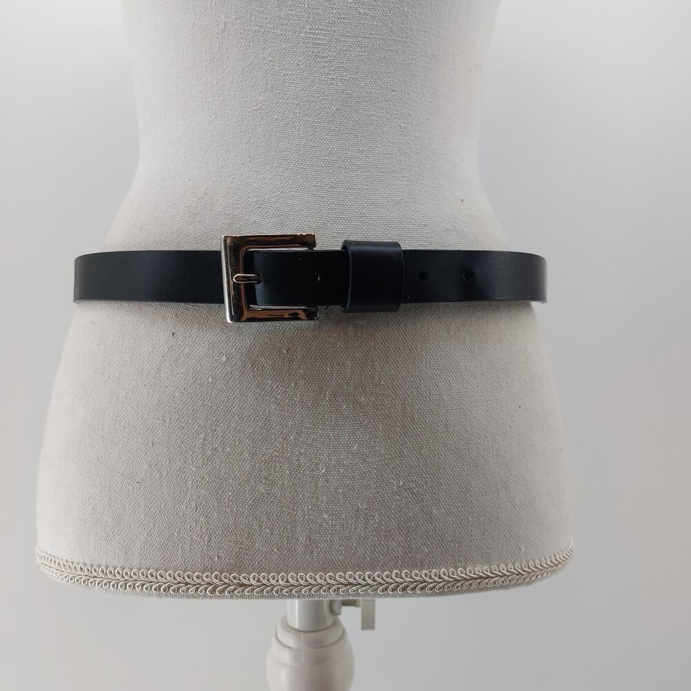 NY Jeans Womens Large Belt Black Leather Genuine Casual